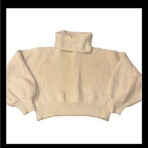 Pierre Cardin Cream Turtleneck Balloon Sleeve Sweater
